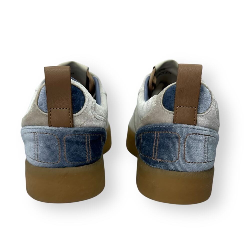 Steve Madden Women's Tucker Platform Sneaker Size 8.5 White Blue Velvet Velour - Picture 6 of 11